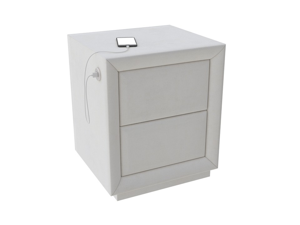 Тумба Verda Modern с зарядкой слева Ткань Микровелюр Marino 4 Лен 45x43 43530₽